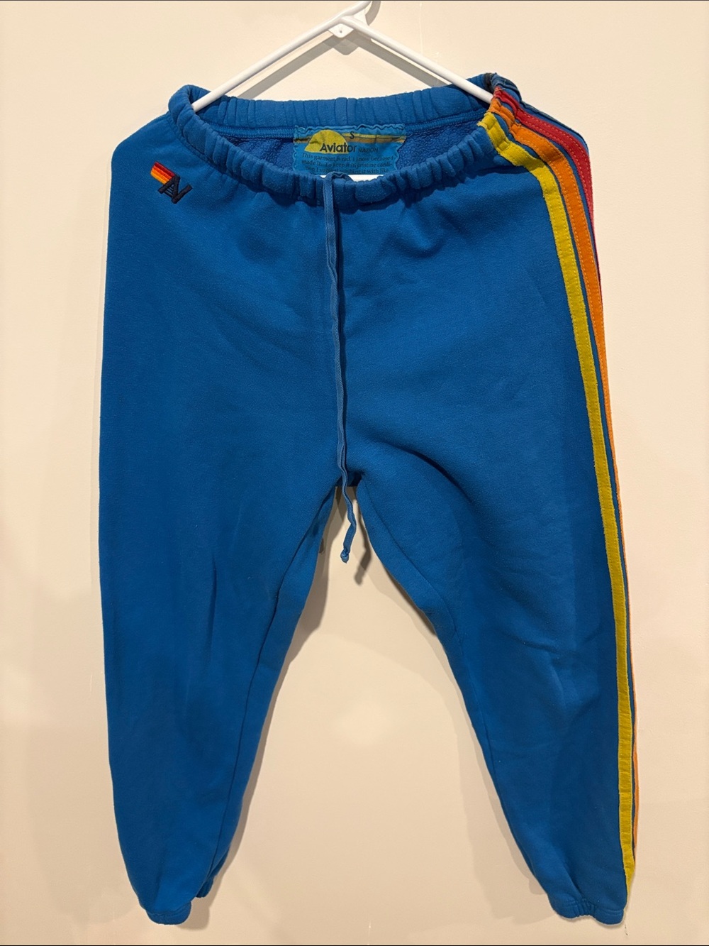 Aviator Nation women Blue Rainbow-Stripe Sweatpants